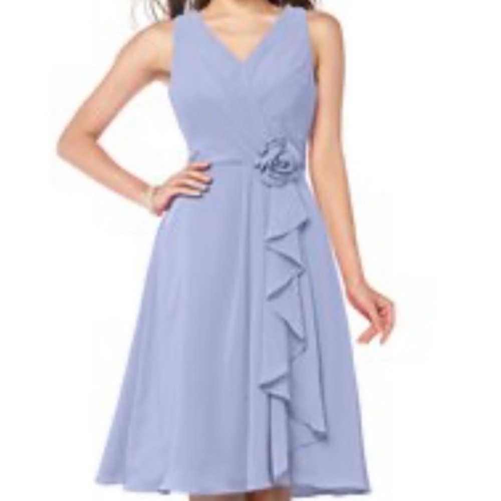 Custom Sleeveless Dress Lavender Light Purple Chiffon Rosette V Neck NEW